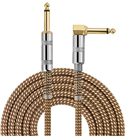 Intrecciato 1/4'' Jack 90 gradi da 6,5 ​​mm a 6,5 ​​mm cavo audio mono placcato oro for amplificatore mixer for chitarra elettrica 1,5 m 3 m 5 m(5m)