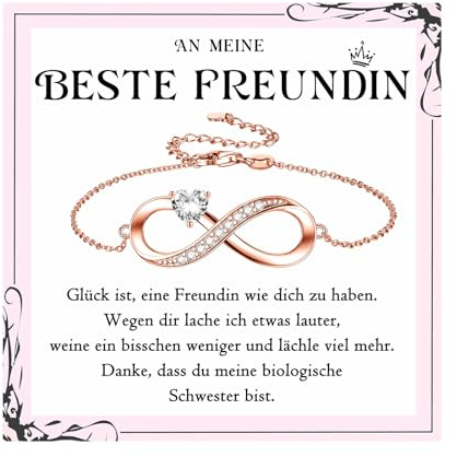 PDTU Geschenke für Frauen, Unendlichkeitszeichen Armband, Jahrestag Geburtstag Geschenk für Frau Tochter Schwester Beste Freundin, Ich Liebe Dich Geschenke Schmuck Damen
