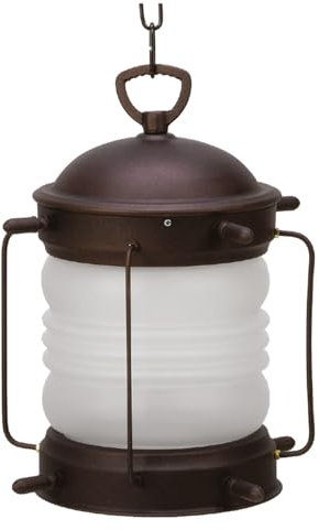 Pendelleuchte außen Glas Messing massiv Ø 26 cm IP23 Rostbraun Antik E27 rund Maritim Hängeleuchte Veranda Terrassenbeleuchtung Außenlampe