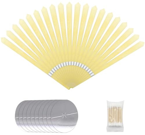 BORISCA 50 Pezzi Set di Candele per Orecchie Detergenti Naturali, Beige 20 Pz Coni Orecchie Cerume con 10 Dischi Protettivi e 20 Tampone di Cotone, Candele Orecchie Cerume in Cera di Stoffa