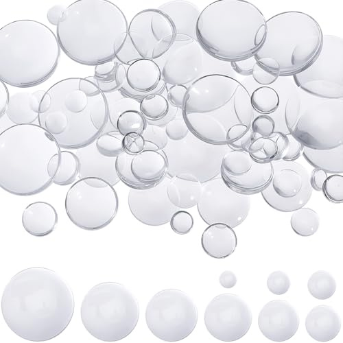 SOFPLATE 126 Stück 9 Größen Klare Runde Cabochons Glas Cabochons Kuppeln Nicht Kalibriert Transparente Cabochon Kacheln Mit Flacher Rückseite Aus Kristall Für Die Schmuckherstellung Das Basteln von Fo