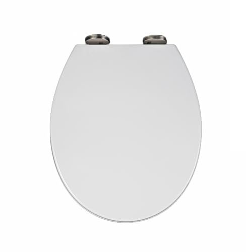 Abattant WC ovale avec fermeture rapide sur le dessus Fixation universelle pour un nettoyage facile Blanc 36 x 42 cm