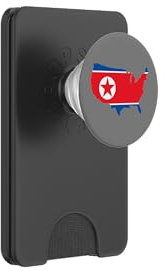 North Korean flag on map of USA PopSockets PopWallet for MagSafe