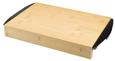 MOON HOME Schneidebrett mit Auffangschalen - Landing Pad schwarz, aus FSC® Bambus/Holz, Schalen aus PP-Kunststoff, Holzbrett mit integriertem Trennsystem, nachhaltig & messerschonend, 41 x 25 x4 cm