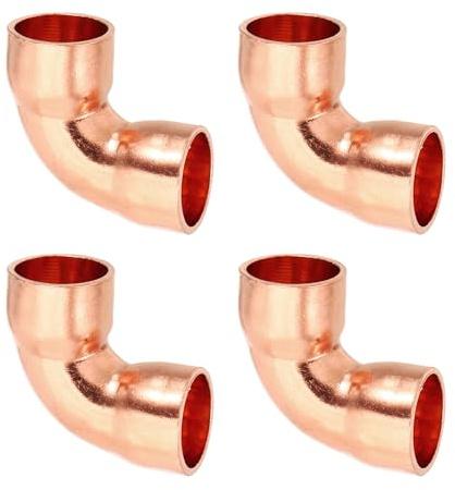 PATIKIL Kupferbogen-Fitting 10x1mm Ø/D 90 Grad, 4 Stück Kupferrohr | Kupfer 999% rein Kurzradius Rohrverbinder Lötverbindung für HVAC-Kältesystem