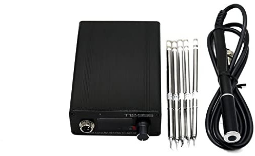 Poste de Soudage, T12-956 Station de soudage numérique Fon de soudure électronique OLED 1. 3 pouces avec poignée M8 noire et pointes de soudage en T12(SET5)