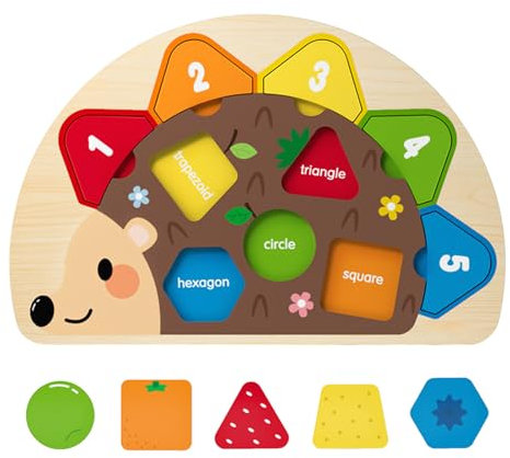 Yiohejy Formen Sortierer | Holz Steckspiel Igel Baby Lernspielzeug | Lernspielzeug Für Zuhause, Unterwegs, Auto, Reise, Spielzimmer, Familie Und Eltern-Kind