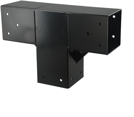 Gdfnmogo Pergola-Halterungs-Set, 3-Wege-Eckhalterung, rechtwinklige Eckhalterung, DIY-Outdoor-Gartenstruktur für 4 x 4 Holzpfosten, Karbonstahl (1 Stück)