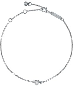 Ted Baker Halle Mini Crystal Heart Adjustable Bracelet for Women (Silver/Crystal)