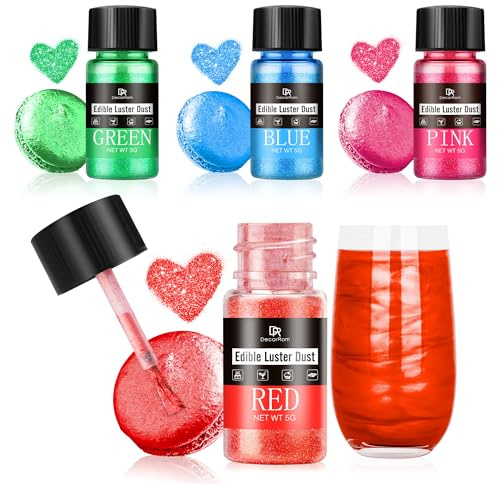 Set di glitter commestibili - 4 colori Polvere di glitter commestibile - Senza sapore Polvere per bevande e torte, cioccolato, decorazione cocktail Colorante alimentare in polvere Glitter commestibile