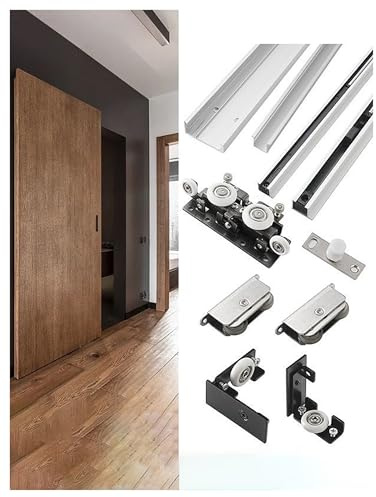 Trackless Sliding Ghost Door Hardware Kit, Hanging with Two-Way Soft Close Buffer, for Bedroom Closet Room Divider(47.2in/120cm)