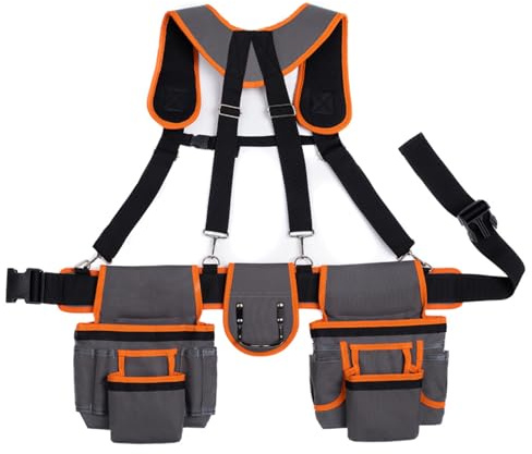 Ceinture À Outils | Ceinture Utilitaire,Sacoches Ajustables à Bretelles avec 19 Poches pour Chantier Bricolage et Tâches Électriques