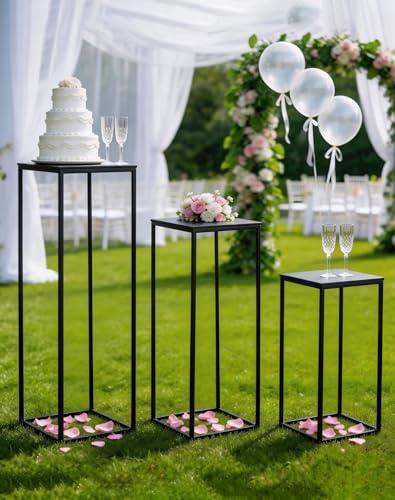 Inweder Black Cylinder Stand for Party: 23.6/31.5/39.4in, Set of 3