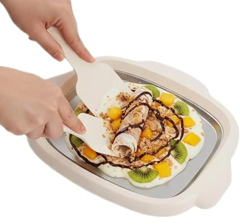 Sorbetière roulée | Plateau de congélation en acier inoxydable – Machine à crème glacée maison pour, pour service doux, sorbet, yaourt, dessert, famille, amusement, maison, cuisine, comptoir