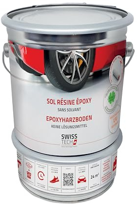 Baumax 2K Epoxidharzboden 3,8 KG bis zu 24 m² | RAL 7001 Silbergrau | Garagenbodenbeschichtung, Beschichtung für Kellerböden | Lösungsmittelfrei, Umweltfreundlich & Geruchsneutral | SwissTech