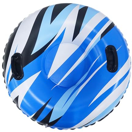 Aufblasbarer Schneereifen Winter Schneerodel mit Verstärkten Griffen Kalteresistentes PVC Material Tiefer Sitz für Kinder Erwachsene Famil, Blau Weiß