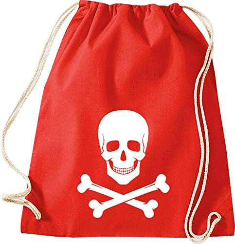 Shirtinstyle Gym Sack Turnbeutel Sailing Motive Totenkopf, Heimat, Urlaub, Segeln, Wassersport, Farbe Rot