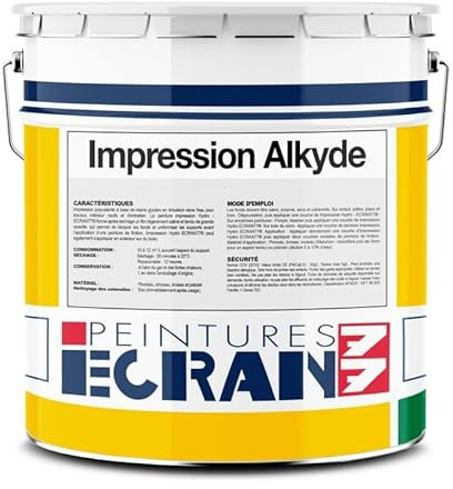 Peinture impression professionnelle, opacifiante, sans odeur, fixante et régulatrice d'absorption, Impression Alkyde ECRAN 77 4 litres