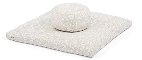 Bodhi Meditations-Set | Maharaja Collection | Meditationsmatte (Zabuton) & Meditationskissen Rondo/Zafu | Mit Bio-Dinkelfüllung | Bezug aus Baumwolle | Unterlage zur Meditation