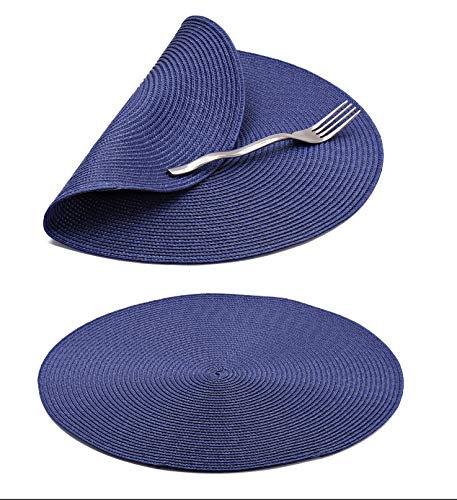 Urban Lifestyle tovagliette 38 cm Ø set 6 pezzi tovagliette all'americana Helena (Blu) tovagliette lavabili per sala da pranzo, tovagliette rotonde per cucina, matrimonio, festa, tovaglietta