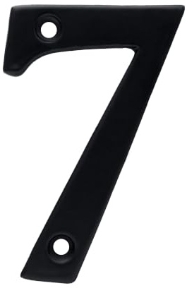 XFORT Matt Black Front Door Number 7, House Number Suitable for All Door Types including Wooden, uPVC, and Composite.