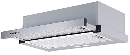 VIESTA® VDE6065SR Dunstabzugshaube 60 cm Flachschirmhaube Einbau ausziehbar Edelstahl Abluft/Umluft (Aktivkohlefilter optional) 333,8 m³/h 59–64 dB Energieklasse B