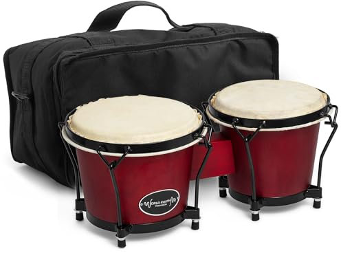 TIGER BON7 Bongo Trommeln für Anfänger, Eiche, mit gepolsterter Gigbag, Weinrot