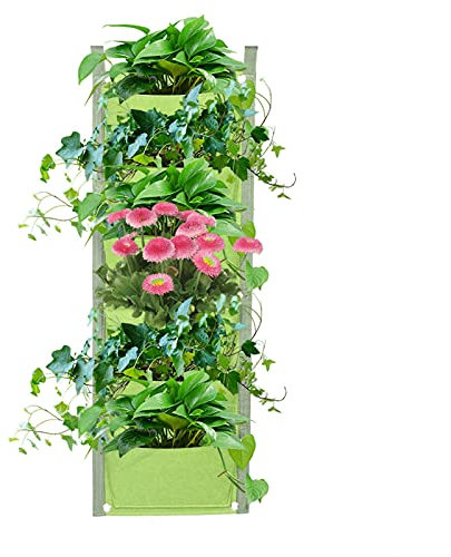 Sacchetti per fioriera, pensile da Parete in Feltro 6 Tasche Fioriera da Giardino a Parete Verticale per Piante da Giardino, Giardini pensili per Giardino Esterno(Green)