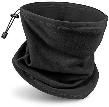 JEEZAO Multifunktionstuch Schlauchschal Elastische Polarfleece, Halswärmer Mundschutz Schal Winddicht für Herren Damen für Motorradfahren, Laufen (Schwarz)