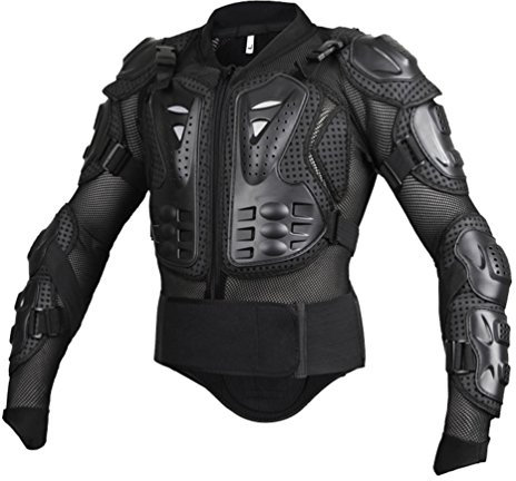 Veste de Moto Respirant Homme ou Femme Armure avec Protection Dorsale pour Blouson Motard Scooter VTT Enduro (Noir, L)