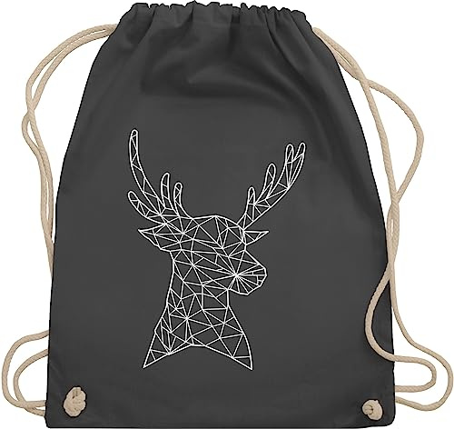Turnbeutel Rucksack - Kompatibel mit Oktoberfest Tasche - Hirschmotiv I Hirsch I Deer - Unisize - Dunkelgrau - trachtenrucksack bayrische weißer stoffrucksack trachtentaschen bayrisch beutel