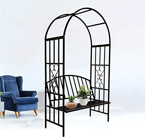 ZH-1 Rankhilfe Rosenbogen Pergola mit Bank, Balkon Garten Sitzbank, Stabil laubenbank Gartenmöbel, Belastung 200 kg, leicht zu montieren