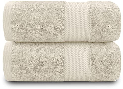 GC GAVENO CAVAILIA Extra Large Bath Sheets Pack of 2, Cream, 90x140 Cm | 700 GSM, 100% Cotton, Fast Absorbent, Lightweight and Comfort, For Bathroom, Spa, Gym & Beach