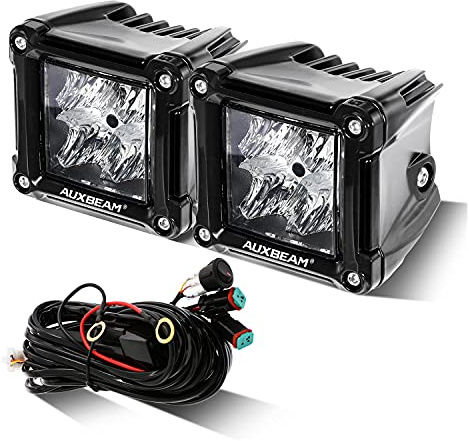Auxbeam FA Series 3 Inch LED Pods Flood Beam 40W 4800LM Offroad Cube Light Bar Square Ditch Lights Backup Reverse for Trucks, ATVs, UTVs, Jeeps, Cars, Motorcycles, Pair