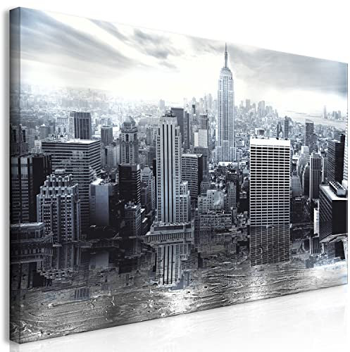 B&D XXL - Wandbilder XXL New York 120x60 cm Vlies Leinwandbild 1 Teilig Kunstdruck modern Wandbilder XXL Wanddekoration Design Wand Bild NY Stadt Panorama City d-C-10006-b-a