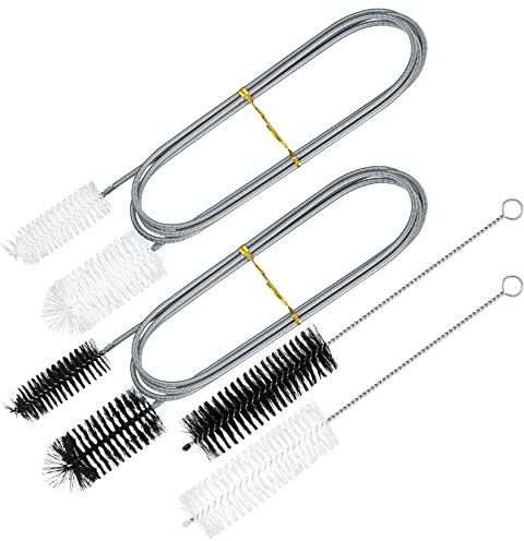 4 Stück Aquarium Reinigungsbürste(2 x Doppelseitige Rohrbürste, 2 x Einkopfbürsten), Schlauchbürste, Abflussreiniger Bürste, Abflussbürste für Aquarium Schläuche Filter Pumpe Reiniger Bürsten