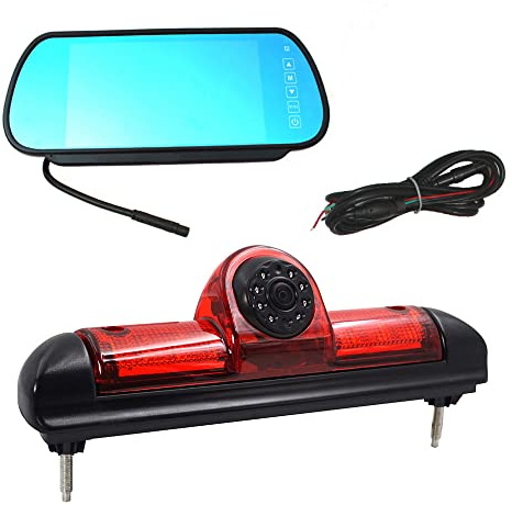 7 Pouces HD Couleur Rétroviseur Moniteur + HD Vision Nocturne IR Feu de Freinage Caméra de recul pour Fiat Ducato X250/ Peugeot Boxter/Citroen Jumper