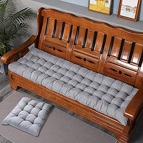 Dickes Bankkissen, 2-Sitzer, 3-Sitzer, Baumwolle, Gartenbankkissen, 100 cm/110 cm/120 cm, rechteckiges Sitzkissen für Outdoor und Innenbereich (120 x 40 cm, grau)