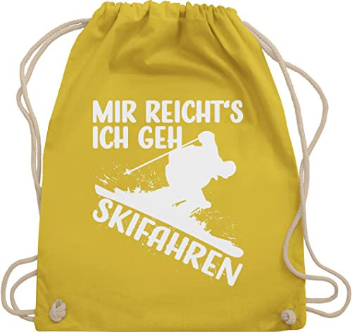 Turnbeutel Rucksack - Snowboard, Ski und mehr - Mir reicht's ich geh Skifahren - weiß - Unisize - Gelb - geschenke für skifahrer kinderturnbeutel wintersport fahren beutel skiurlaub geschenk