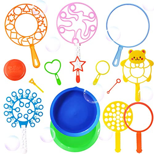 Seifenblasen Set für Kinder, 15 Stücke Seifenblasen Blase Zauberstab Einstellen Seifenblasen für Bubble Maker, Große Seifenblasenstäbe für Sommer Outdoor aktivitäten, Kindergeburtstag, Partys