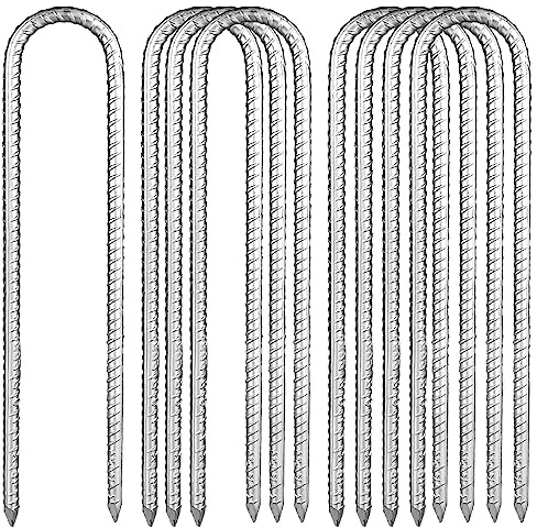 YOUNTHYE 8PCS Tent Pegs Metal Heavy Duty 12 inch, 30cm Galvanised Steel Ground Pegs Heavy Duty Trampoline Pegs Ground Stakes for Tents, 9mm thick Football Nets Bouncy Castles