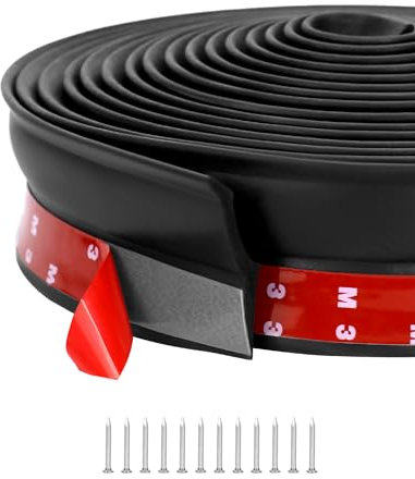 QWORK® Junta para puerta de garaje de 6 m, junta de goma para puerta de garaje, para protección de hojas, suciedad y intemperie, con clavos