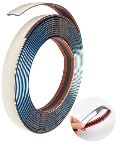 Chrom Zierleiste Auto Chromleiste 10mm*5m Zierleisten Selbstklebend Universal Chromzierleiste für Auto Karosserie Fenster Außen Dekoration (5M, 10mm)