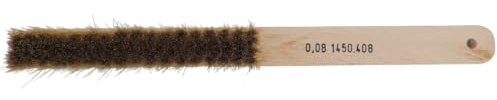 KD89 Messing Handbürste 4-reihig mit Holzgriff - Fein (Hart Ø 0,15 mm - Mittel Ø 0,10 mm - weich Ø 0,08 mm) - 220 mm - Made in Germany - 1 Stück