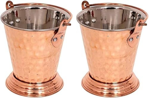 BishtHub Secchio Balti in acciaio e rame, per servire piatti, utensili in rame, utensili da cucina e stoviglie, 350 ml (confezione da 2)