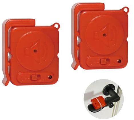 Mengshen 2er-Pack Türknopfalarm, kleine Größe 120 dB lautes Türfenster öffnen Vibrationssensor Erkennung Warnung Sirene Diebstahlschutz für Home Apartment Travel (Rot)