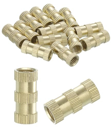 QUARKZMAN Gewindeeinsatz, 15 Stück M6 x 18mm(L) x 8mm(Ø) Gewinde Druckmessingmuttern Gerändelte Einsteckmuttern Weibliche Gewindeeinsätze Messing Heat Set Einbettungsmuttern