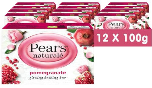 Pears Naturalé Seifenstück Pomegranate - Granatapfel Strahlende Bade-Seife mit Glycerin, Milde Formel für strahlende Haut, Ideal zur Pflege von Gesicht, Körper und Händen - 100 g (12er-Pack)