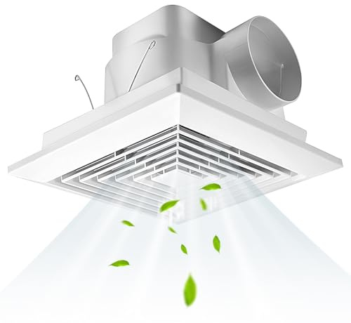 FEITON 90 CFM Bathroom Fan Exhaust Fan Ceiling Mount, 25W, 110V, 0.95 Sones, Square Quiet Ventilation, 4-in Duct, 8 x 8 Mounting Hole
