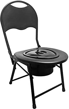 YIHANSS Tragbarer Camping-Toilettenstuhl mit Rückenlehne - Klappbarer Nachttisch-Toilettenstuhl aus Stahlrohr, Toilettenhocker für Schwangere und Behinderte, Badezimmer, Schlafzimmer